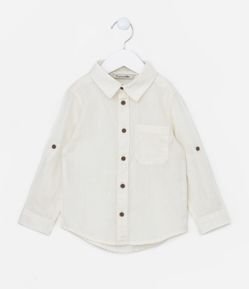 Camisa Infantil Linho com Bolsinho e Botões - Tam 1 a 4 Anos