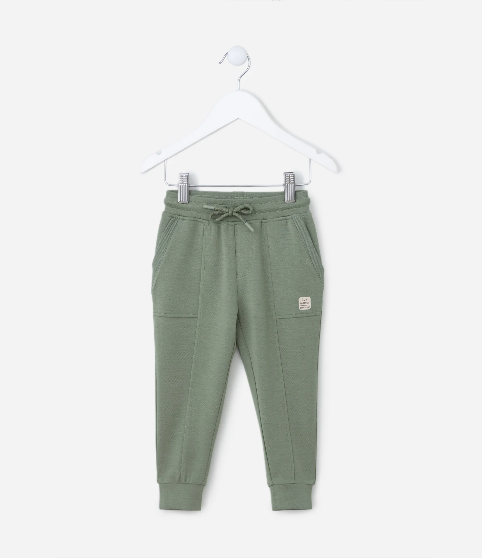 Calça Infantil em Modal com Recortes e Bolsos - Tam 1 a 6 Anos Verde 1