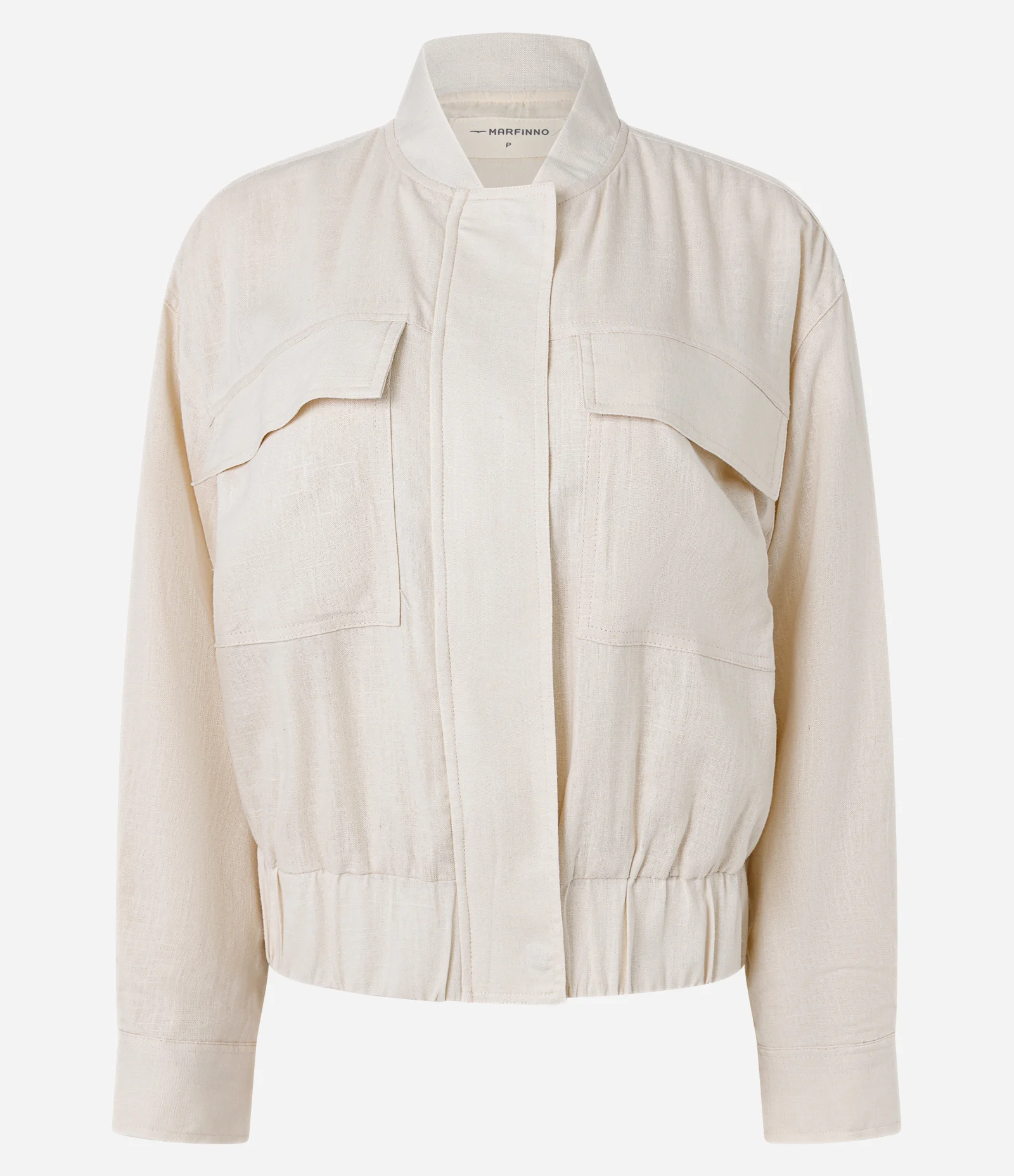 Jaqueta Bomber em Viscolinho com Bolsos Frontais Branco 1