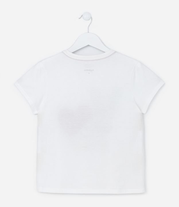 Camiseta Infantil em Algodão Estampa Bulldog Coração - Tam 5 a 14 anos Branco 2