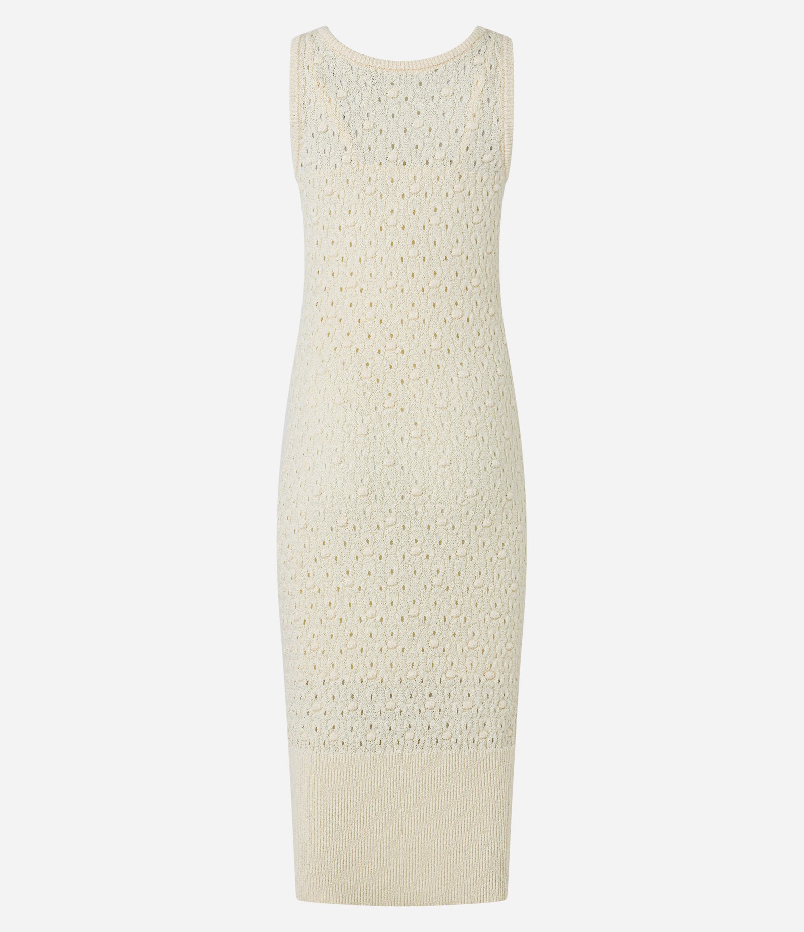 Vestido Reto Midi Sem Manga em Tricô Texturizado Off White 9