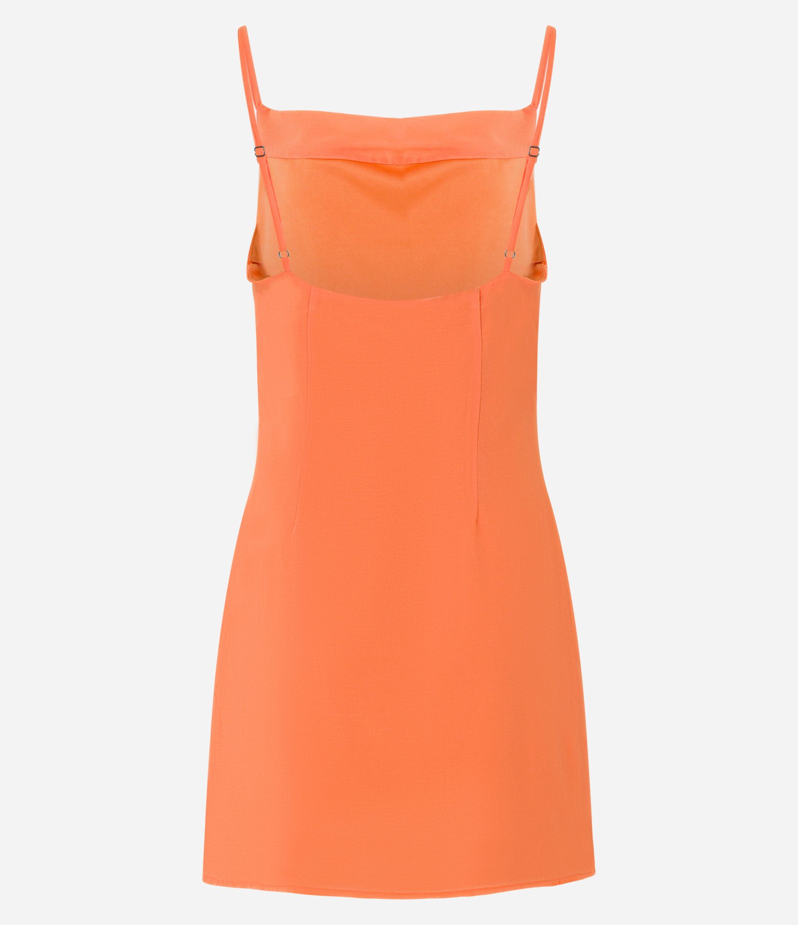 Vestido Curto em Chiffon com Decote Degagê e 
Franzidinho Lateral Assimétrico Laranja 6