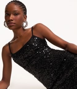 Vestido New Midi em Paetê Metalizado e Forro
