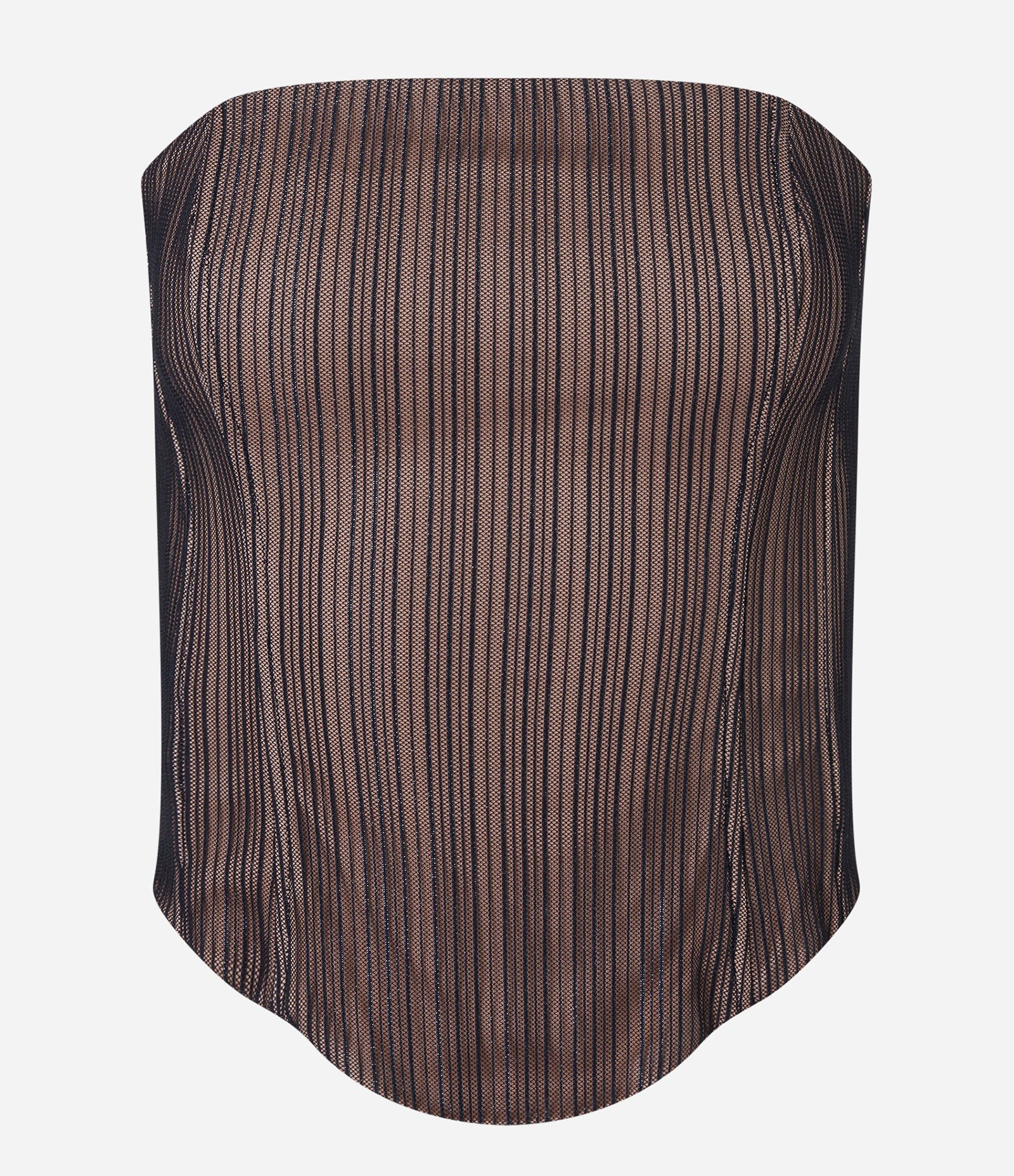 Blusa Corset em Tule com Textura e Zíper nas Costas Preto 5