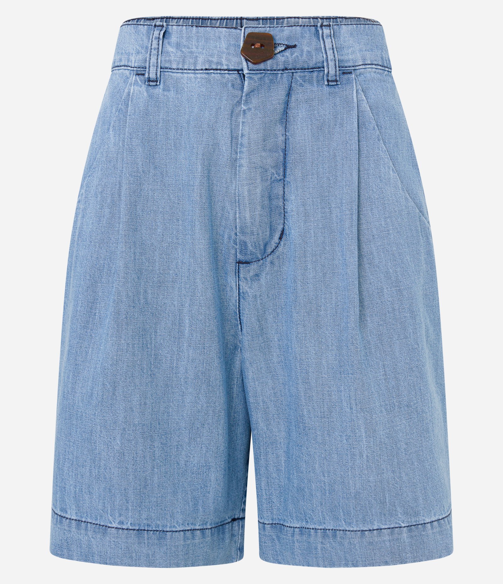 Bermuda Alongada Jeans com Elástico no Cós e Abotoamento Frontal Azul Claro 5