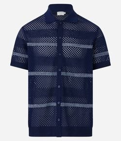 Camisa em Tricô com Listras Horizontais e Textura