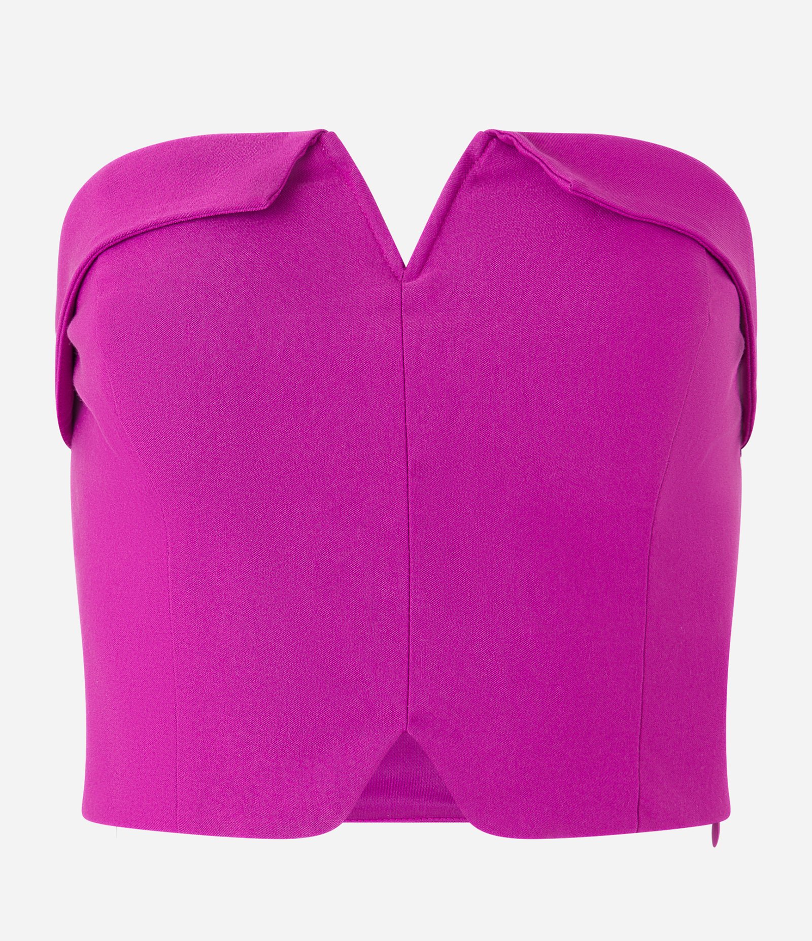 Blusa Cropped em Bengaline com Decote Viradinho Rosa 5