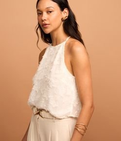 Blusa sem Manga em Chiffon com Alcinha e Texturas