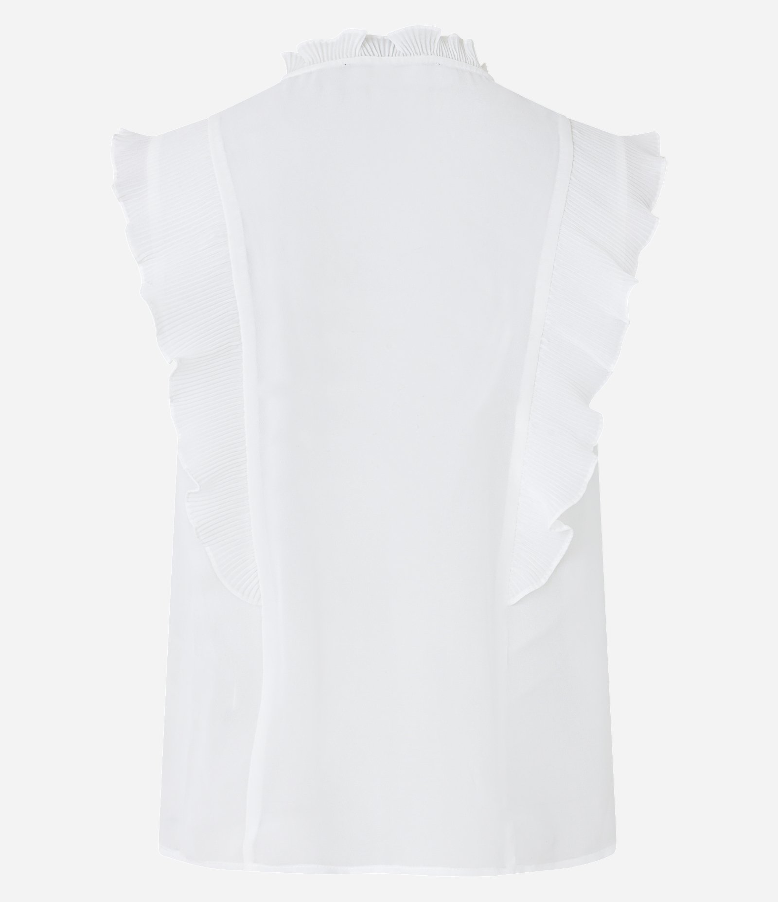 Camisa sem Manga em Chiffon com Babados e Texturas Branco Neve 5