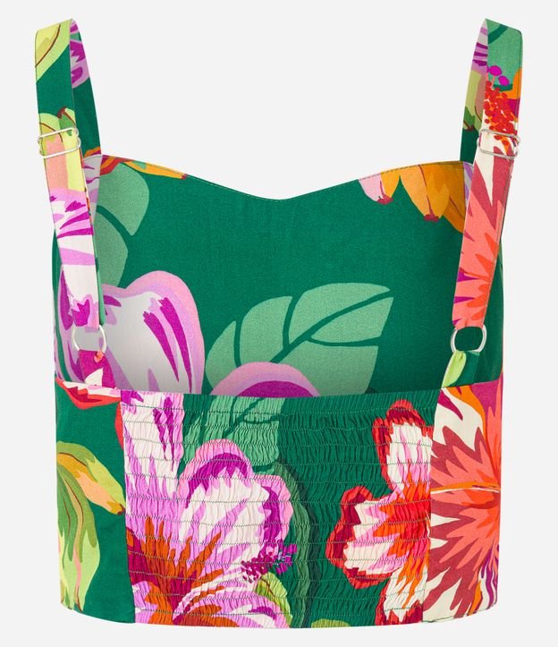 Blusa de Alça em Viscose com Estampa Floral e Lastex nas Costas Verde 6