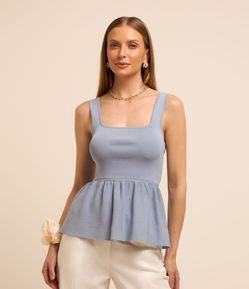 Blusa Peplum em Tricô com Decote Quadrado