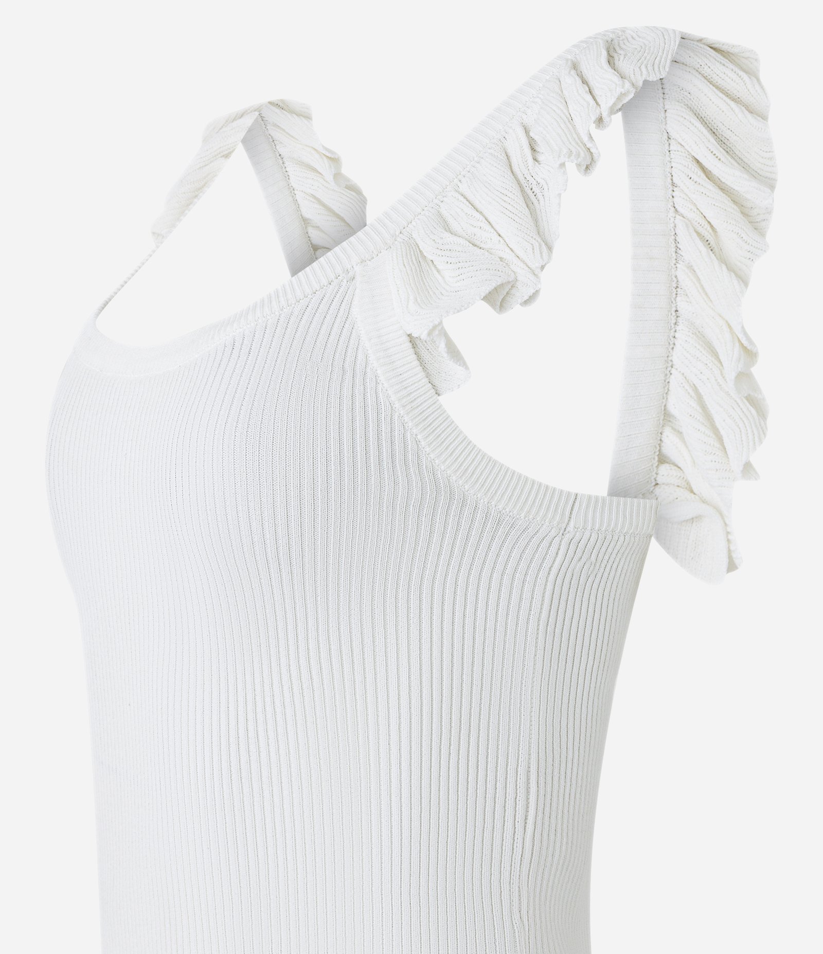 Blusa em Tricô com Babadinhos nas Alças Branco Neve 8