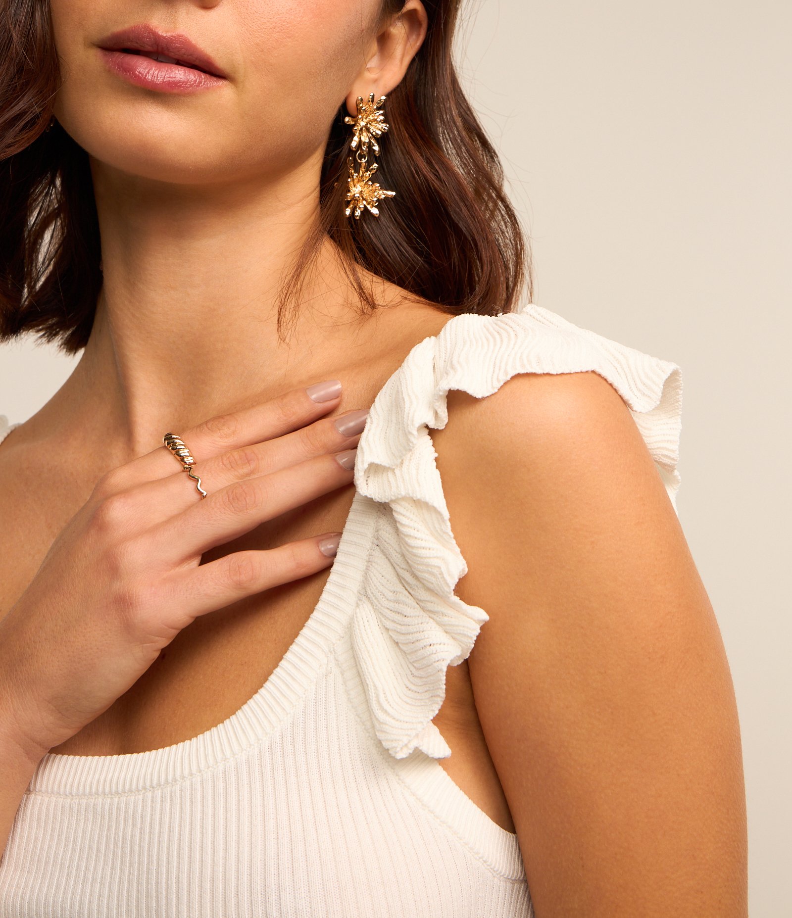 Blusa em Tricô com Babadinhos nas Alças Branco Neve 2