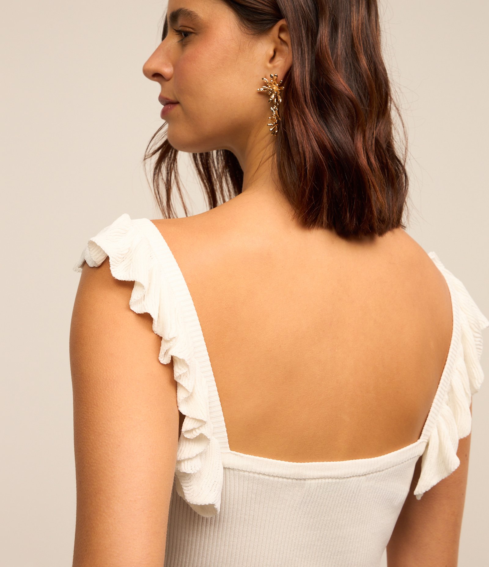 Blusa em Tricô com Babadinhos nas Alças Branco Neve 5