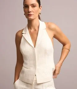 Colete Frente Única em Tweed Texturizado