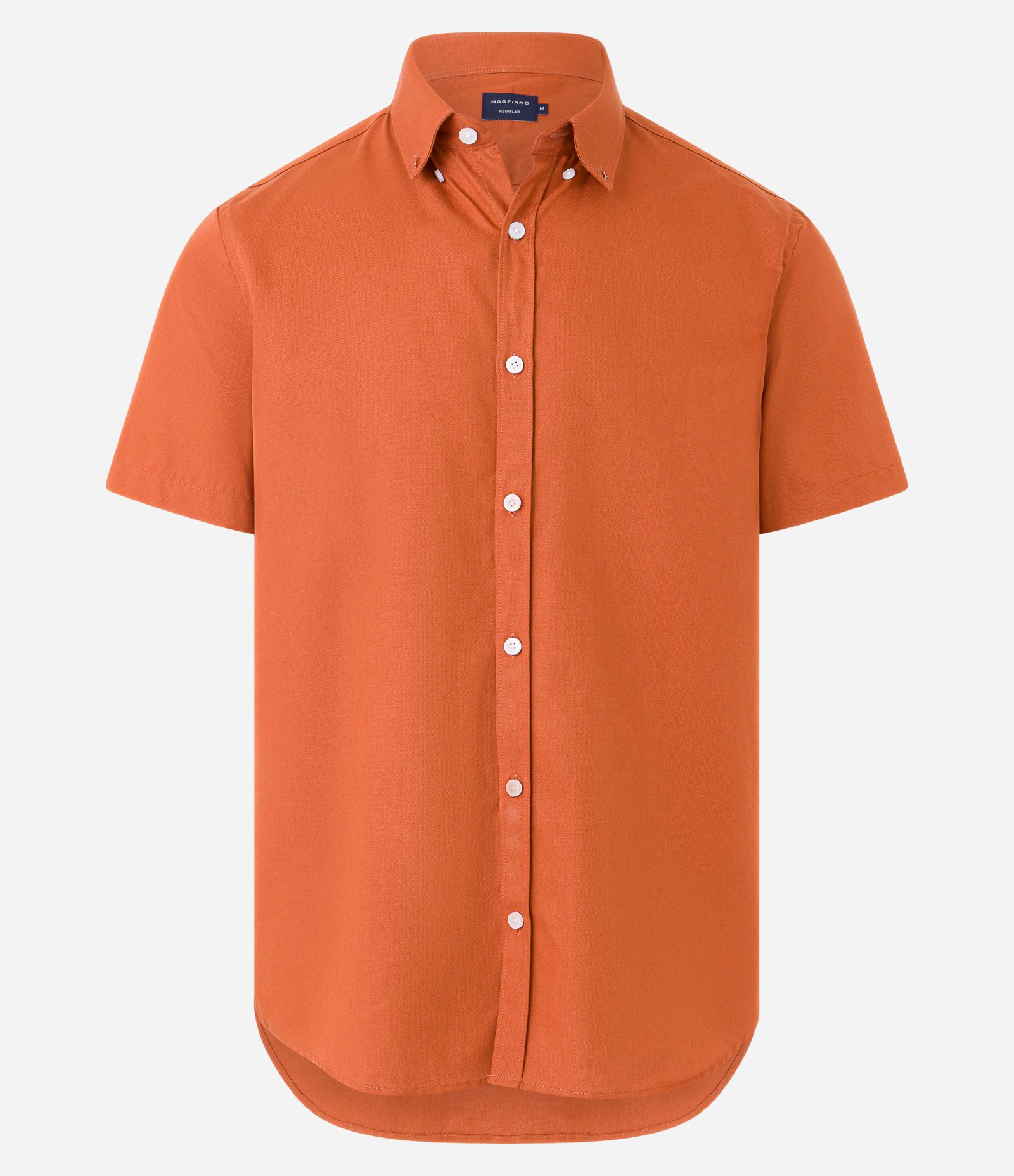 Camisa Comfort em Oxford com Gola Colarinho e Manga Curta Laranja 5