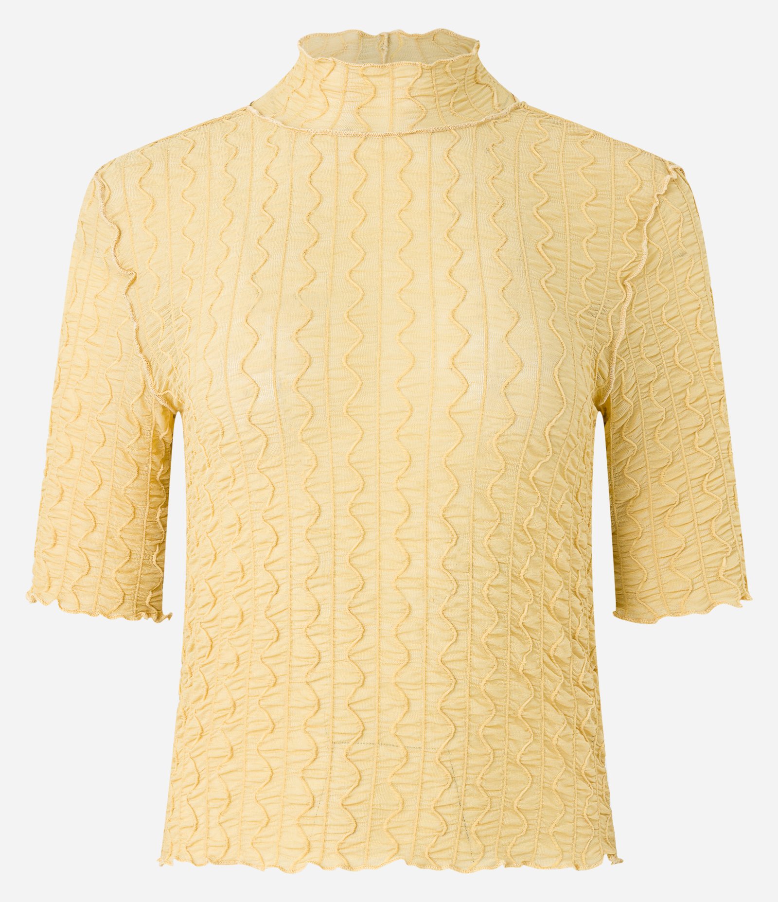 Blusa em Malha Texturizada com Golinha Alta Amarelo 5