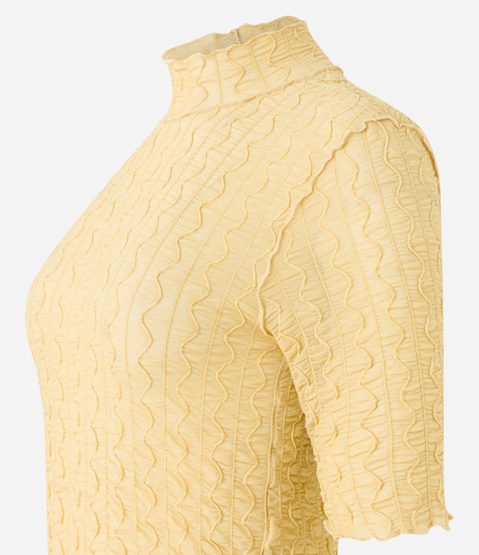 Blusa em Malha Texturizada com Golinha Alta Amarelo 6