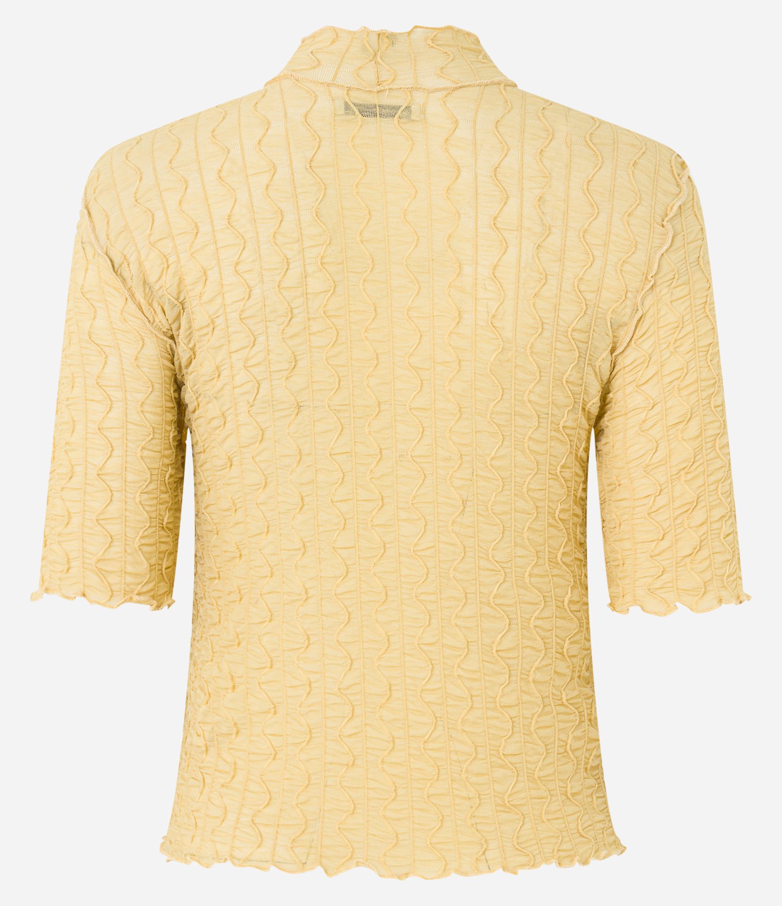 Blusa em Malha Texturizada com Golinha Alta Amarelo 7