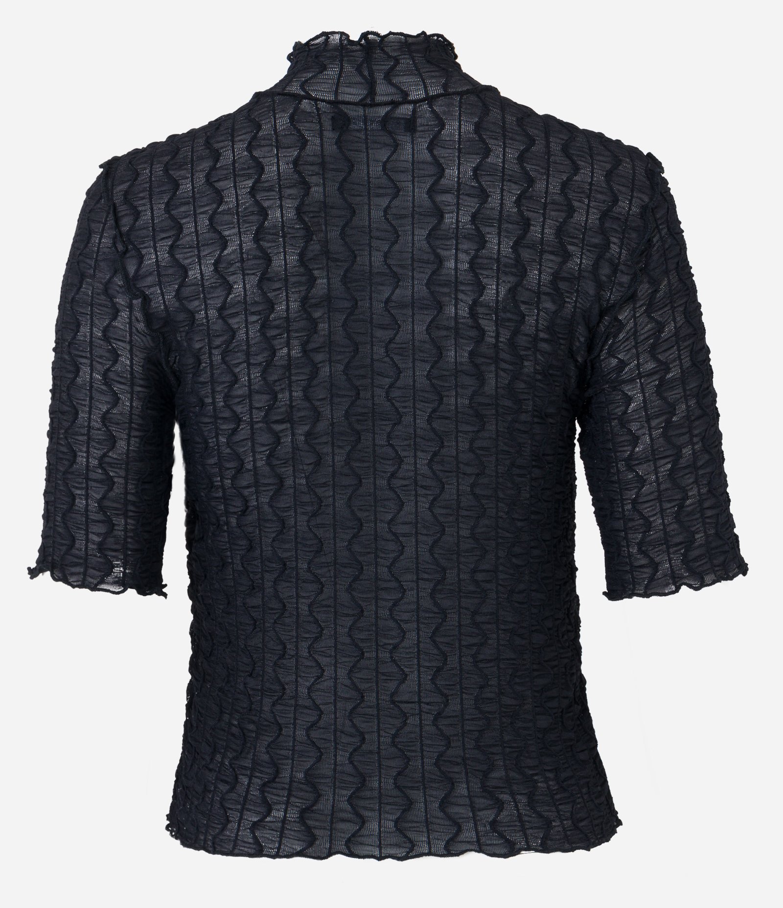 Blusa em Malha Texturizada com Golinha Alta Preto 8