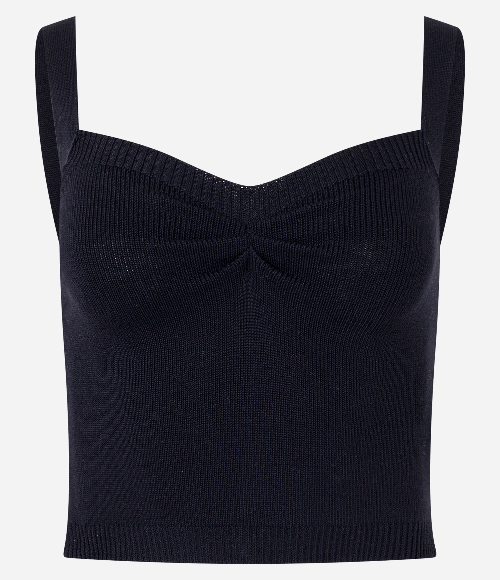 Blusa Cropped em Tricô com Puxadinho no Busto Preto 5