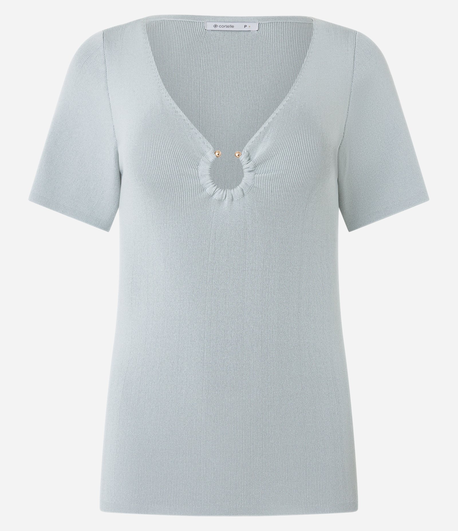 Blusa em Viscose com Argola Aberta no Decote V Cinza 5