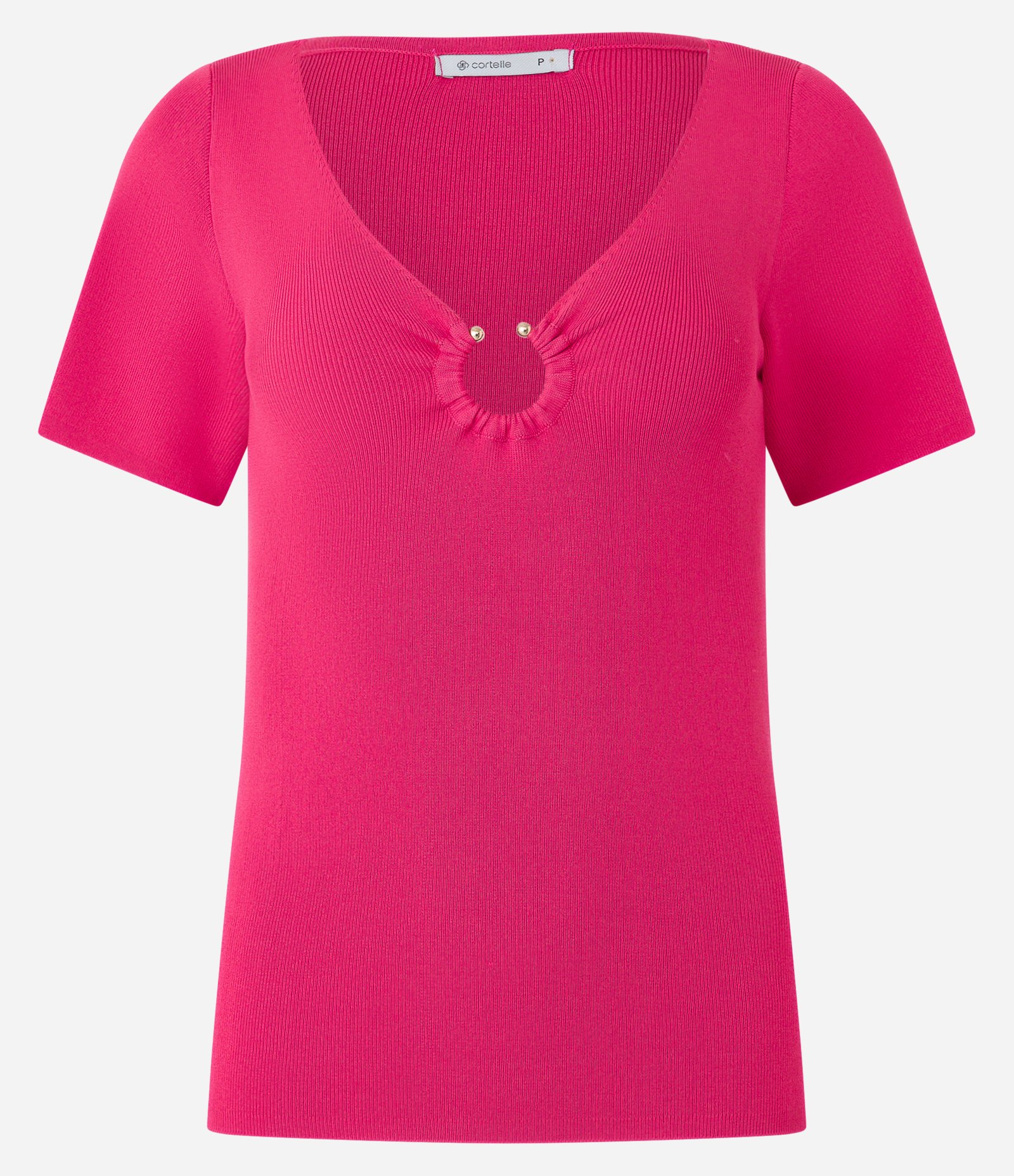 Blusa em Viscose com Argola Aberta no Decote V Rosa 5