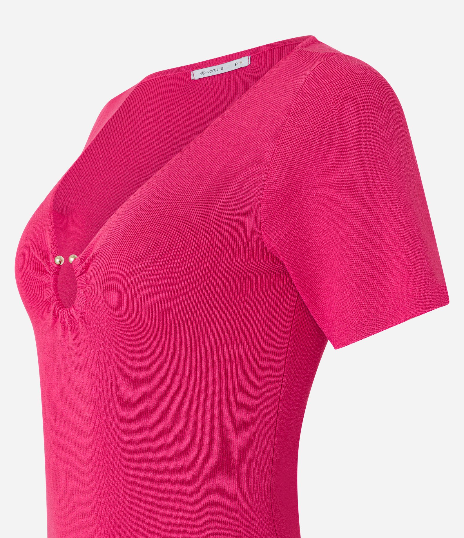 Blusa em Viscose com Argola Aberta no Decote V Rosa 6
