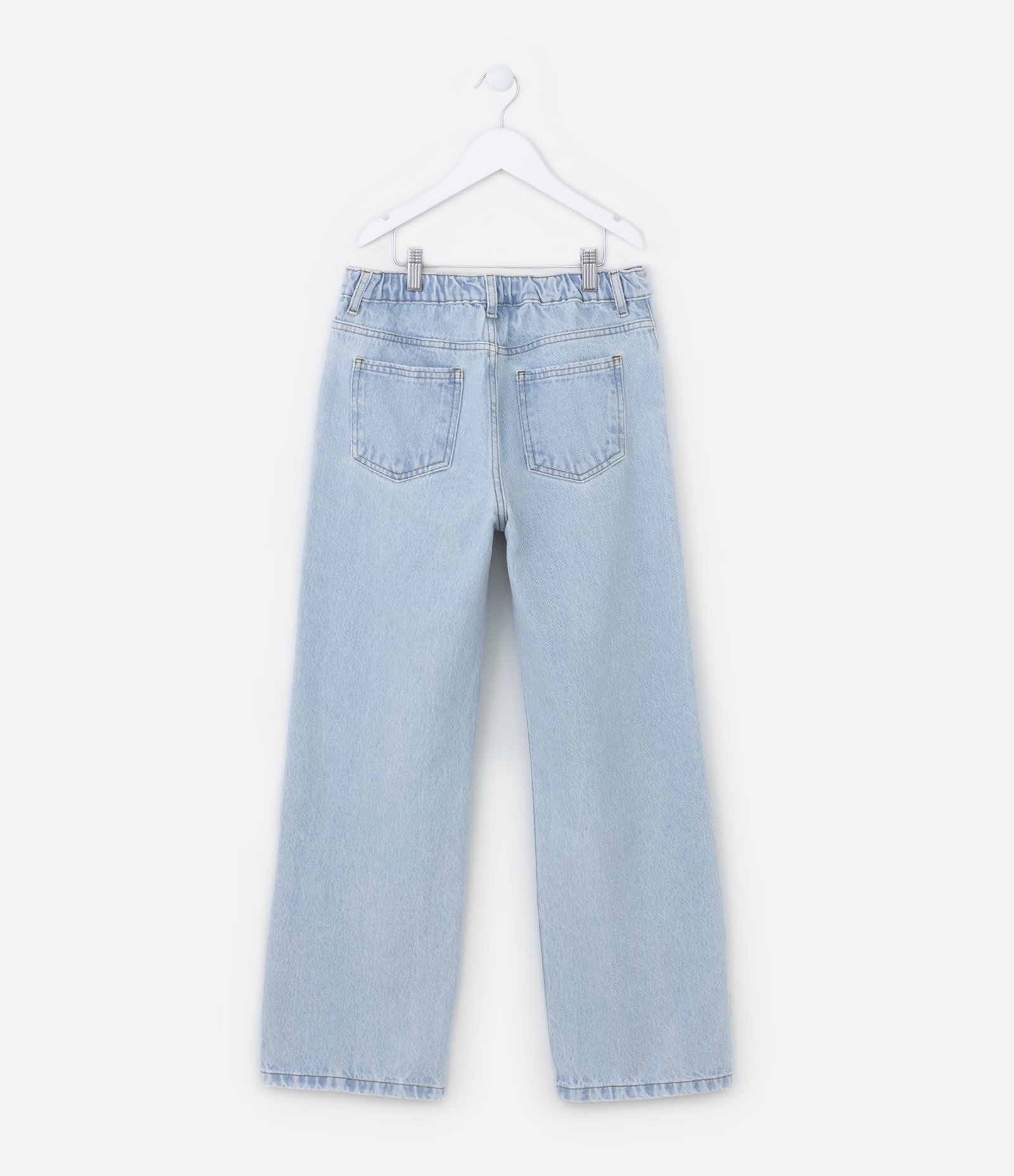 Calça Reta Infantil em Jeans com Cós Elástico - Tam 5 A 14 Anos Azul 2