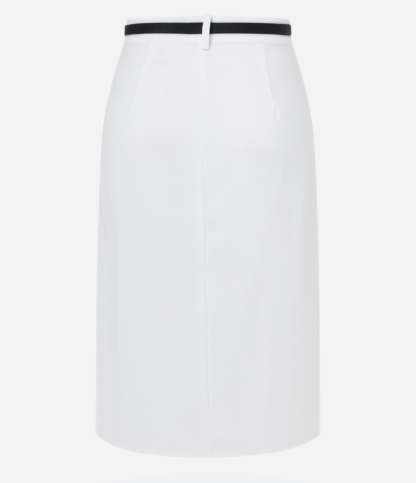 Saia Lápis Alfaiatada com Cinto em PU e Detalhe Drapeado Branco 6