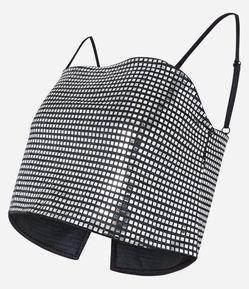 Blusa Cropped Metalizada com Fenda nas Costas