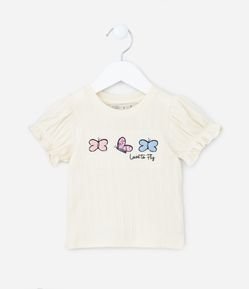 Blusa Infantil em Algodão com Mangas Bufantes - Tam 1 A 5 Anos