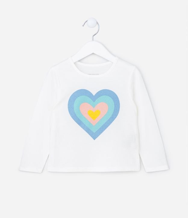 Camiseta Infantil com Estampa Coração com Brilhos - Tam 1 A 5 Anos