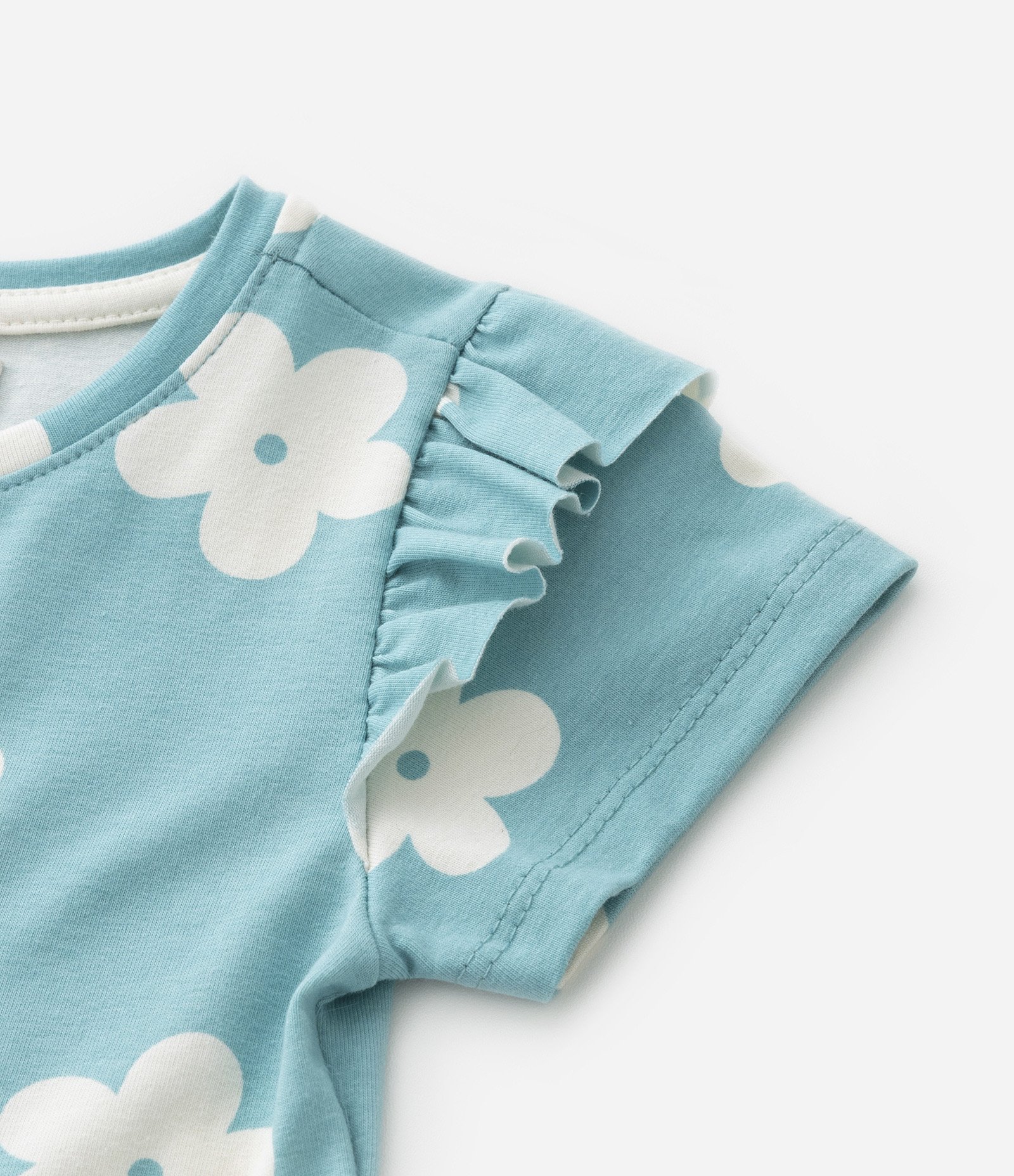 Vestido Infantil em Algodão com Babadinhos - 1 A 5 Anos Azul 4