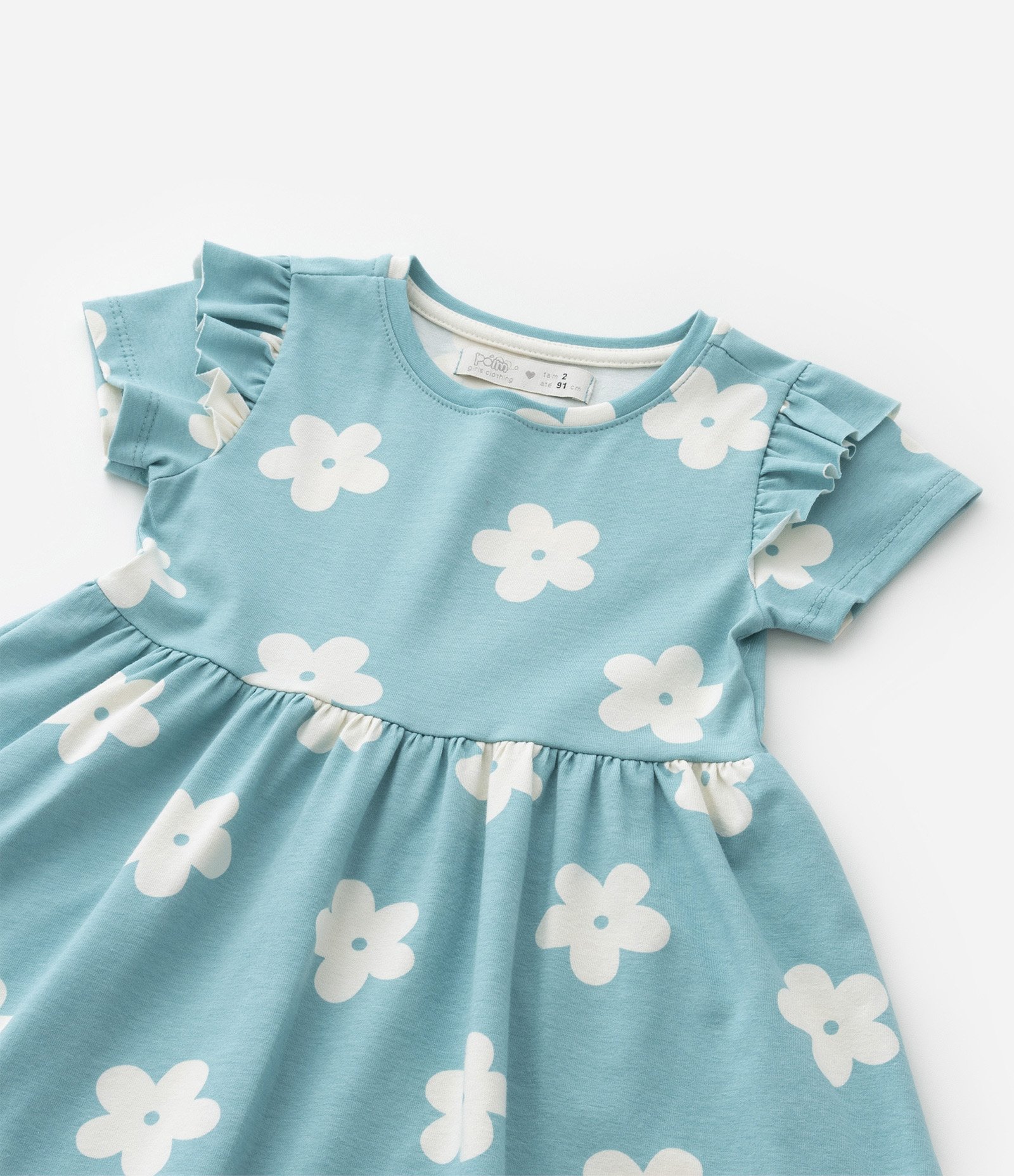 Vestido Infantil em Algodão com Babadinhos - 1 A 5 Anos Azul 5