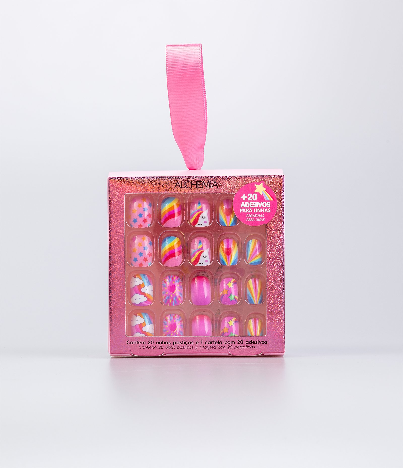 Kit Infantil 20 Unhas Postiças + 1 Cartela com 10 Adesivos para Unhas U 1
