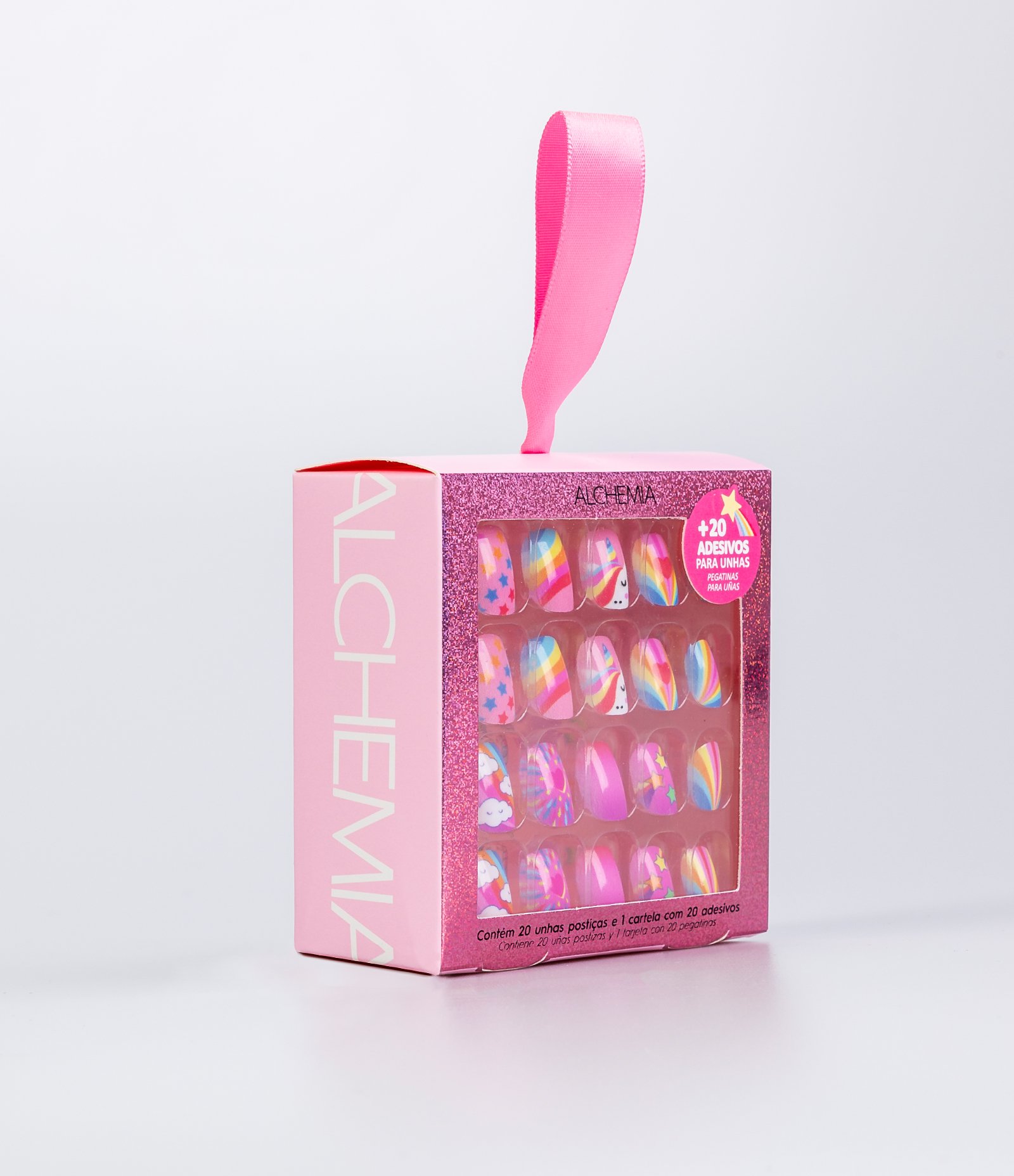 Kit Infantil 20 Unhas Postiças + 1 Cartela com 10 Adesivos para Unhas U 4