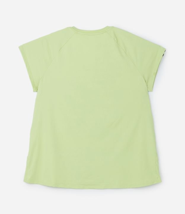 Camiseta Esportiva com Listras na Manga Curta  Curve & Plus Size Verde Claro 6