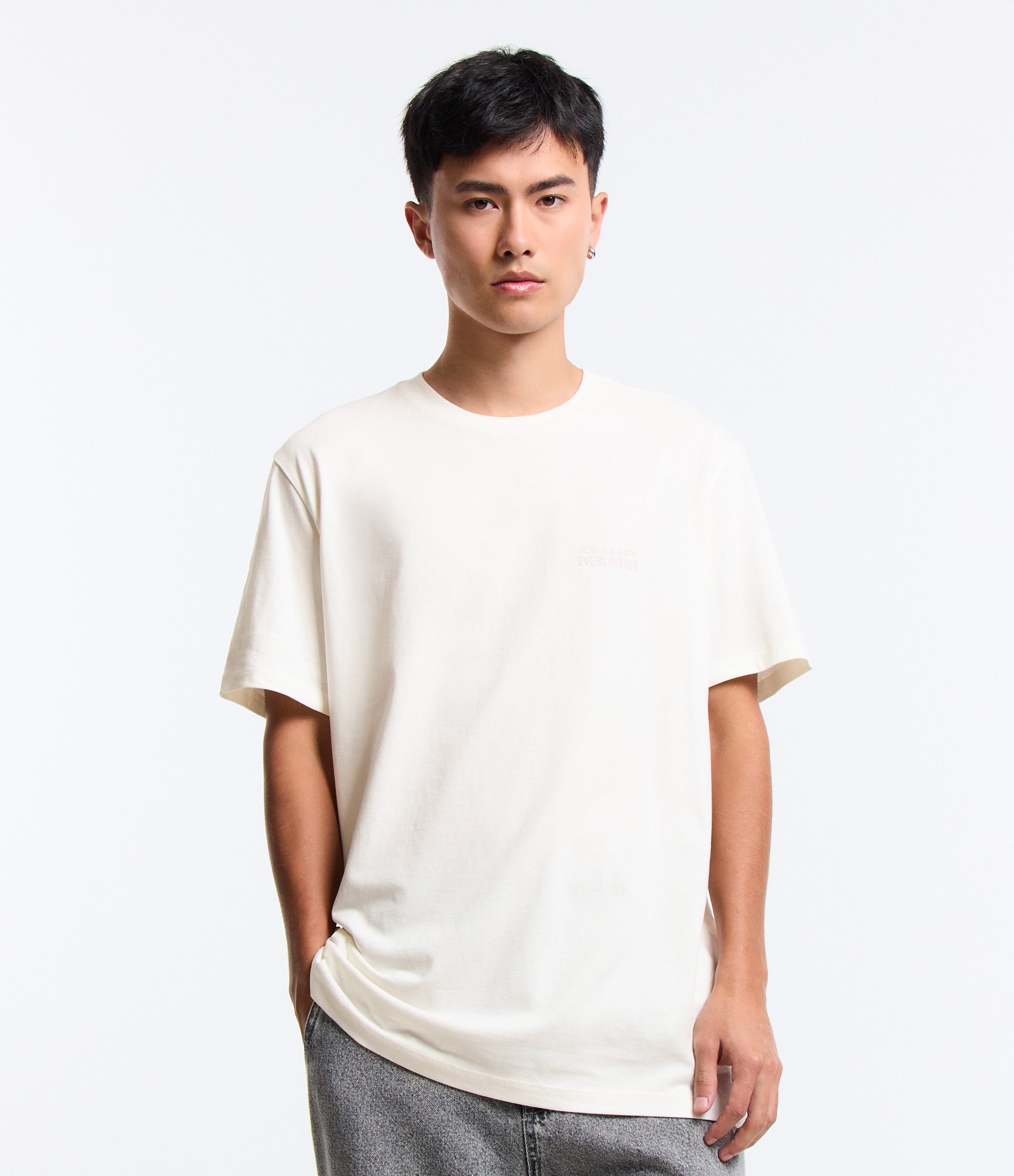 Camiseta Comfort em Algodão Peruano com Lettering no Peito Branco 1