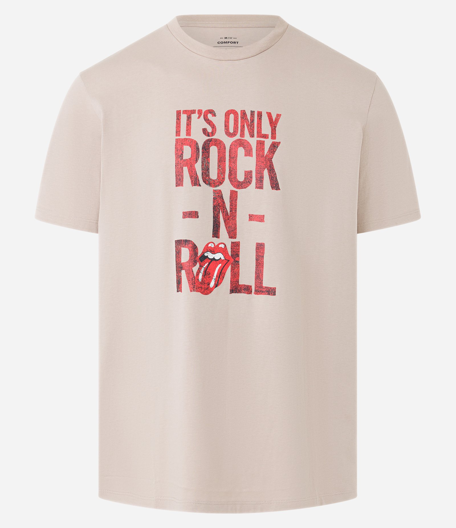 Camiseta Comfort em Algodão com Estampa It's Only Rock-N-Roll Bege 5
