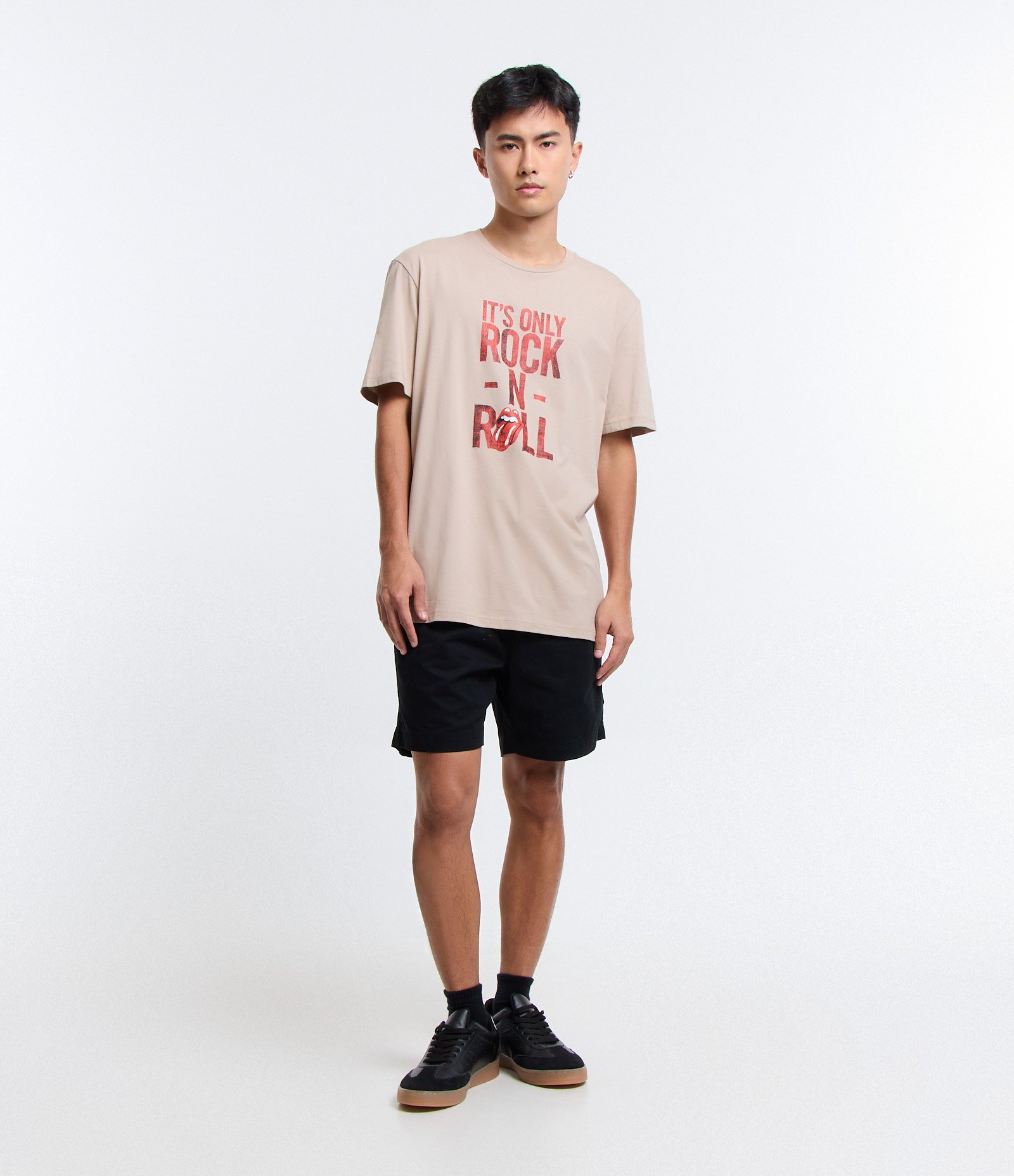 Camiseta Comfort em Algodão com Estampa It's Only Rock-N-Roll Bege 2
