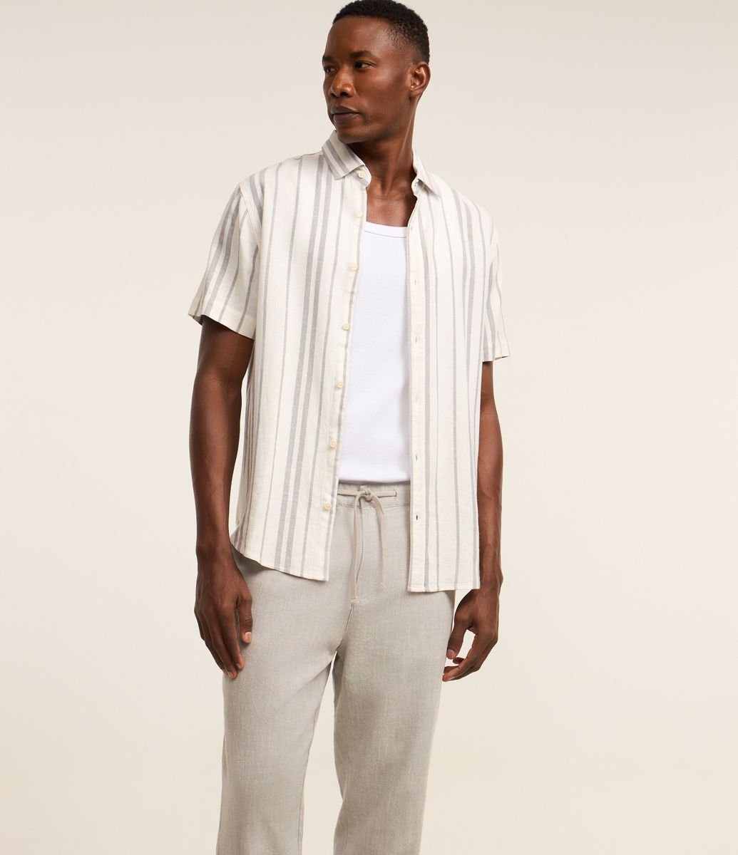 Calça Relaxed Oxford em Algodão Cinza