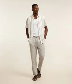 Calça Relaxed Oxford em Algodão