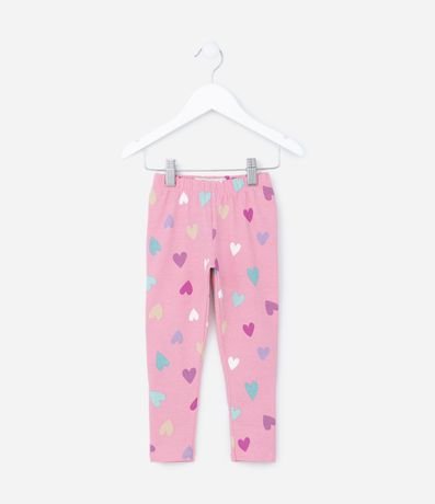 Calça Legging Infantil com Estampa de Corações - Tam 1 A 5 Anos Menor preço em Calça Legging Infantil com Estampa de Corações - Tam 1 A 5 Anos