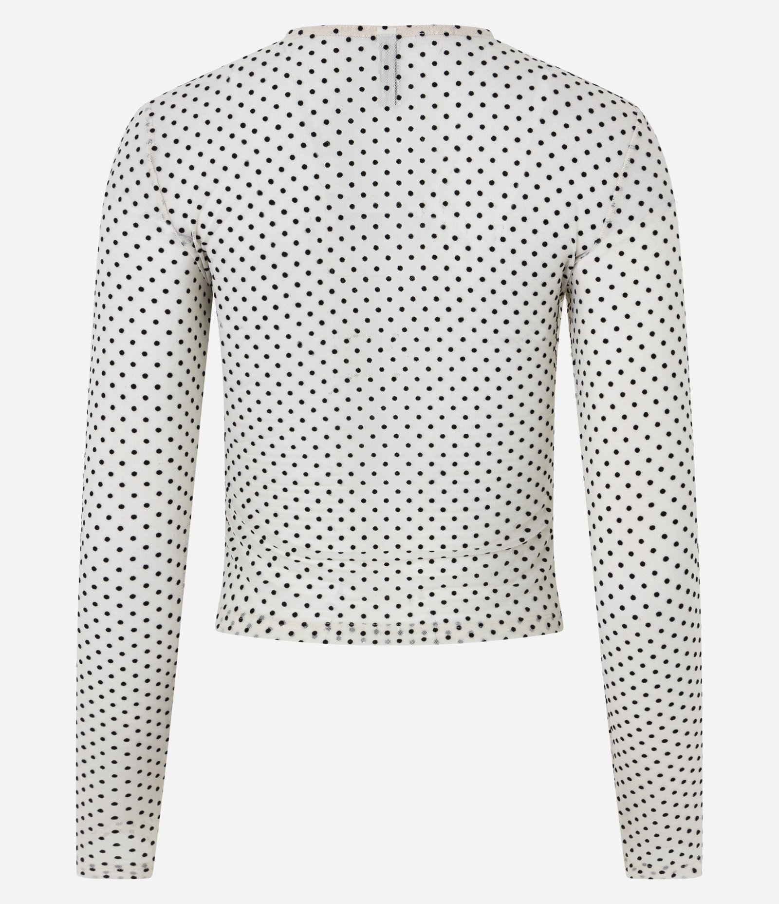 Blusa em Tule Estampa Poá com Babados Branco 7