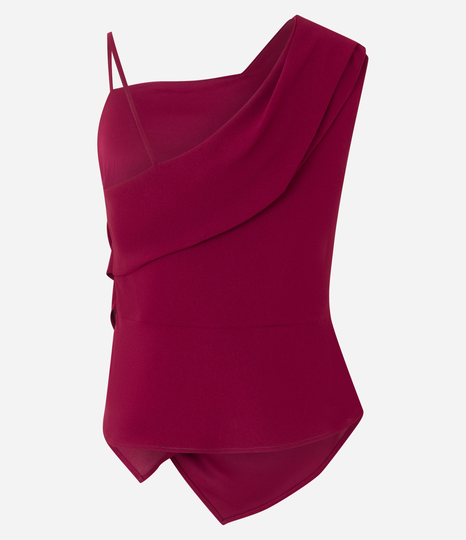 Blusa sem Manga em Crepe com Franzidos e Barra Assimétrica Vermelho 9