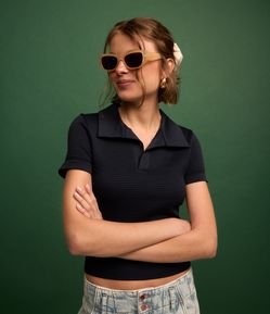 Blusa Cropped Seamless com Textura Waffle