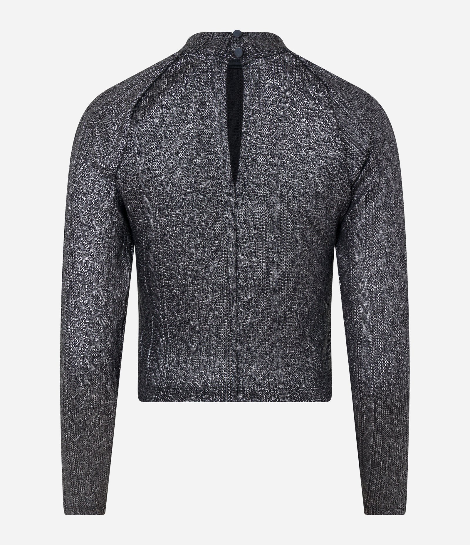 Blusa Cropped com Gola Alta e Revestimento Brilhante em Foil Preto 6