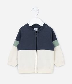 Jaqueta Infantil em Moletom com Blocos de Cor - Tam 0 a 18 meses