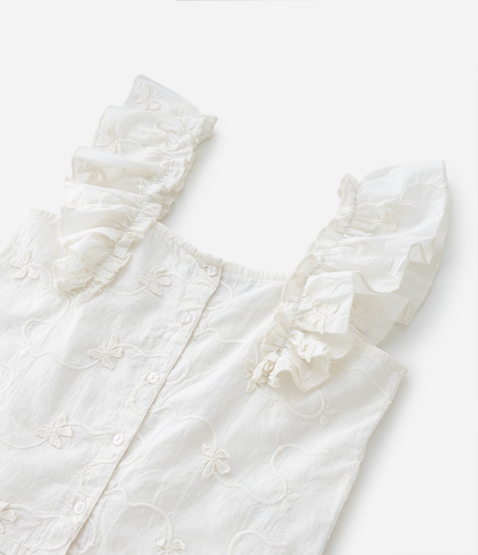 Blusa Infantil com Babados e Textura de Borboletas - Tam 5 a 14 Anos Branco Neve 4